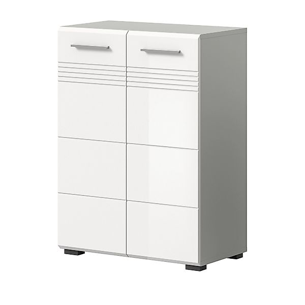 Inn.Furn Midischrank Weiß Hochglanz Grau 60 cm mit Soft-Close Carlo günstig online kaufen