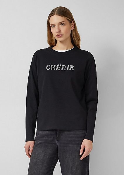 s.Oliver Langarmshirt T-Shirt Longsleeve mit Perlenschriftzug günstig online kaufen