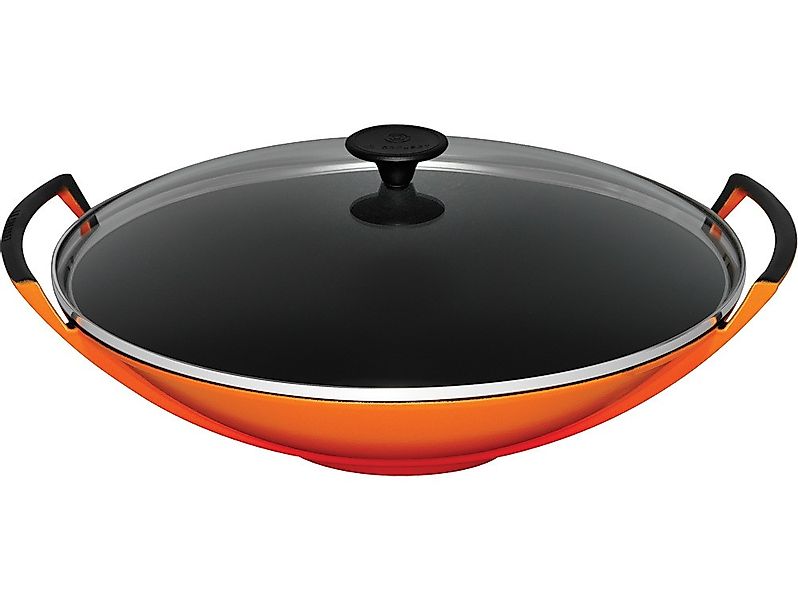 Le Creuset Wok mit Glasdeckel Gusseisen Ofenrot 36cm günstig online kaufen