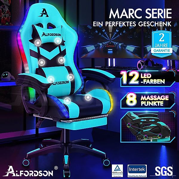 ALFORDSON Gaming-Stuhl 12 RGB LED-Farben Fernbedienung, günstig online kaufen