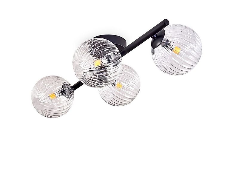 hofstein Deckenleuchte Deckenlampe aus Metall/Glas in Schwarz/Klar in Riffe günstig online kaufen