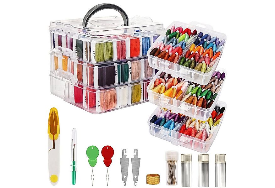 Handi Stitch Stickgarn Set mit 187er Pack, Aufbewahrungsbox, 150 Farbsträng günstig online kaufen