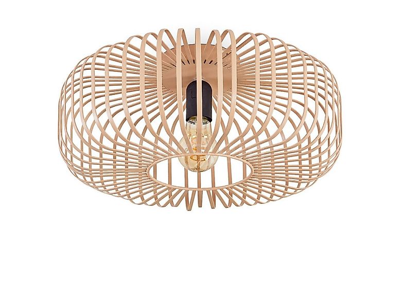 hofstein Deckenleuchte runde Deckenlampe aus Metall in Schwarz/Hellbraun/Be günstig online kaufen