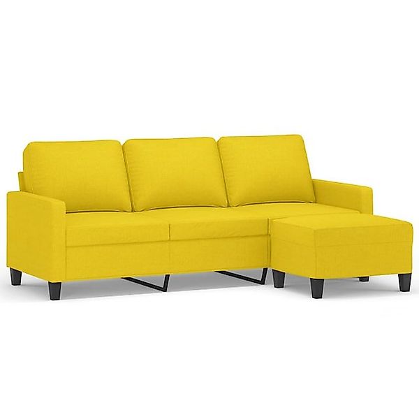 vidaXL Sofa, 3-Sitzer-Sofa mit Hocker Hellgelb 180 cm Stoff günstig online kaufen