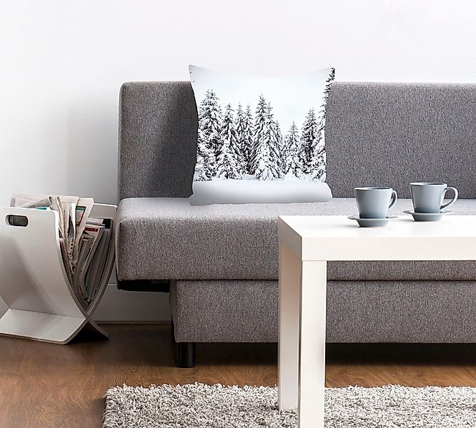 queence Dekokissen "Wood" mit einem Wald voller Tannen günstig online kaufen