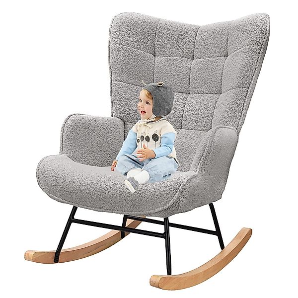 FUROKOY Armlehnstuhl Schaukelstuhl Wohnzimmer Teddystoff mit günstig online kaufen