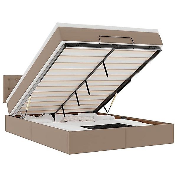 vidaXL Bett, Ottoman-Bett mit Matratzen & LEDs Cappuccino-Braun 140x190cm günstig online kaufen