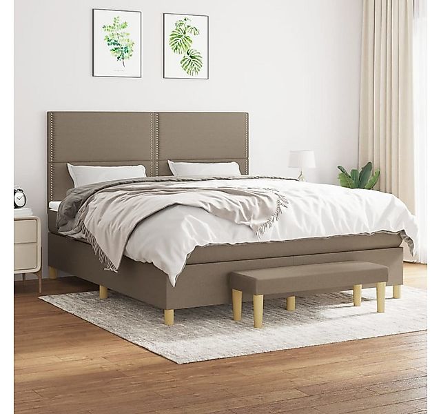 vidaXL Boxspringbett, Boxspringbett mit Matratze Taupe 160x200 cm Stoff günstig online kaufen