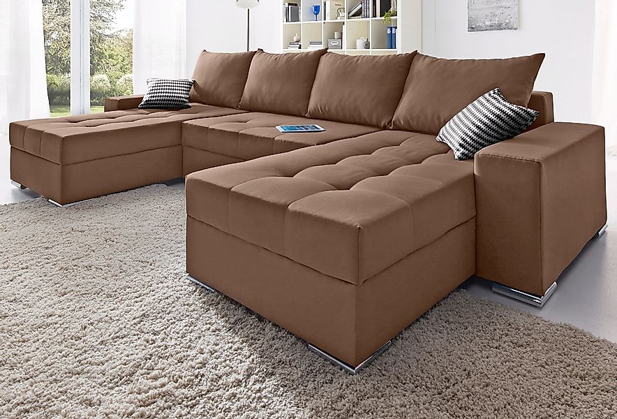 COLLECTION AB Wohnlandschaft »Josy XL U-Form, Breite: 313 cm« mit Bettfunkt günstig online kaufen