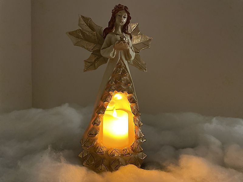 e4fun Dekofigur Weihnachtsdorf: Weihnachtsengel mit LED Licht, batteriebetr günstig online kaufen