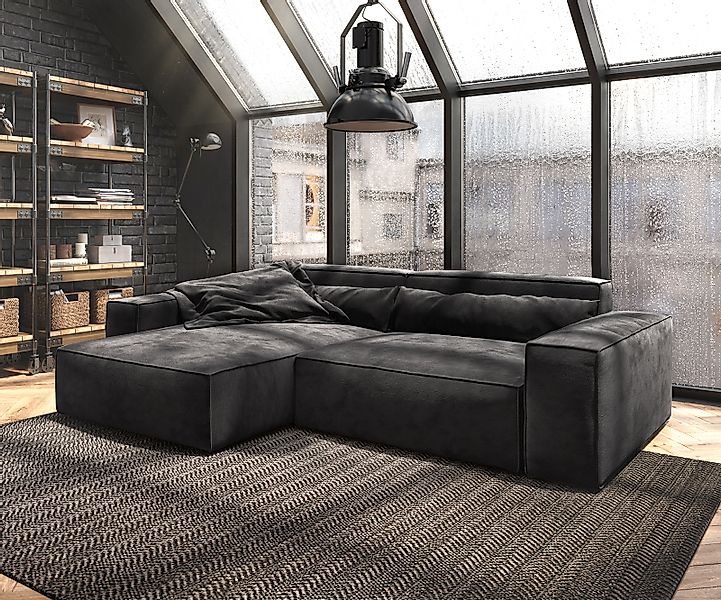 Ecksofa Sirpio XL 270x170 cm Mikrofaser Schwarz Recamiere variabel günstig online kaufen