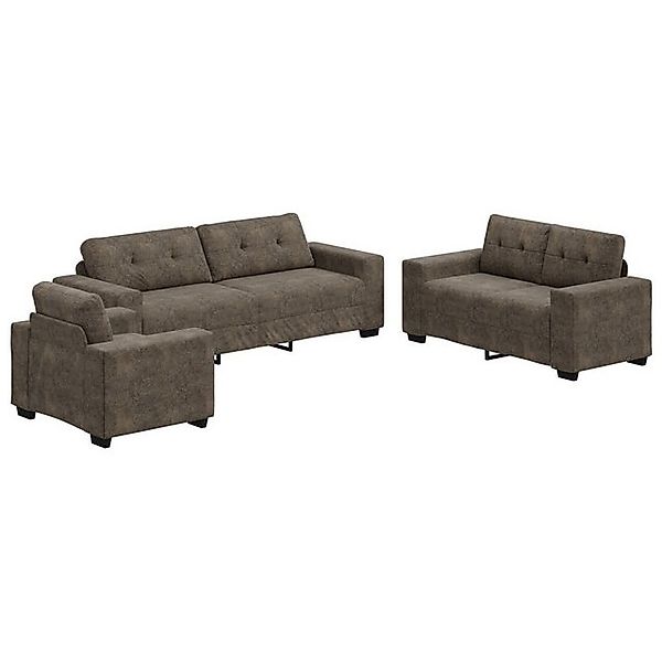 vidaXL Sofa 3-teilige Sofagarnitur mit Kissen in Dunkelgrau Kunstleder, 3 T günstig online kaufen
