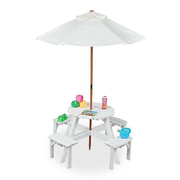 relaxdays Garten-Kindersitzgruppe Runde Kindersitzgruppe Holz mit günstig online kaufen