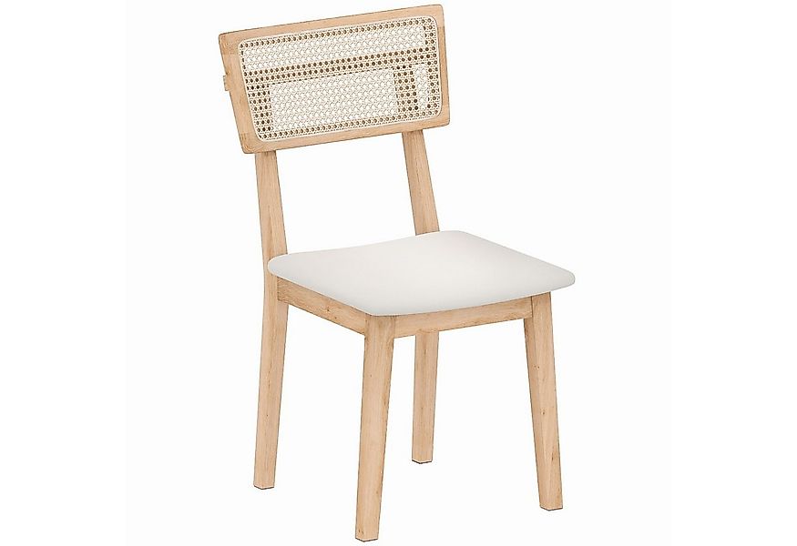 HOMCOM Esszimmerstuhl Küchenstuhl mit Rattan-Rückenlehne, Polsterstuhl mit günstig online kaufen
