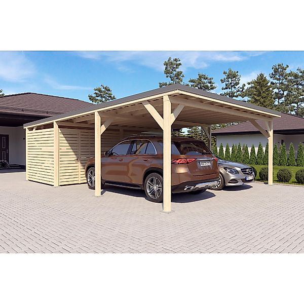 Holzbrüder Carport Ralf 52m² mit Geräteraum Natur-Dunkelgrau günstig online kaufen