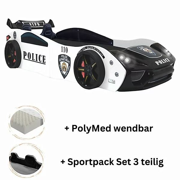 Aileenstore Autobett Police (inkl. Sportsitze, Lattenrost, Heckspoiler und günstig online kaufen