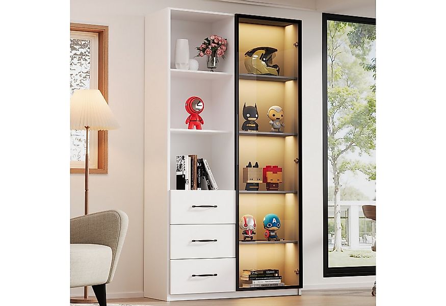 Merax Glasvitrine mit LED-Beleuchtung (1-St., Badezimmerschrank Stehend Vit günstig online kaufen