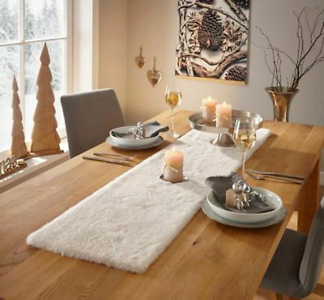 HOME Living Tischläufer Samtweich Tischläufer creme günstig online kaufen