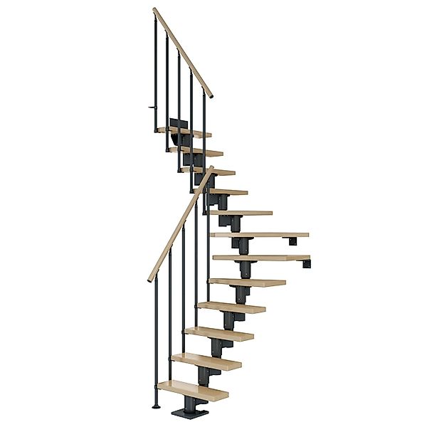Dolle Mittelholmtreppe Dublin Ahorn Anthrazit GH bis 270 cm 1/4 Gewendelt 6 günstig online kaufen