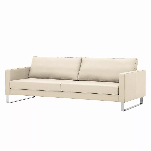 home24 Fredriks Sofa Portobello 3-Sitzer Creme Echtleder 216x75x85 cm (BxHx günstig online kaufen