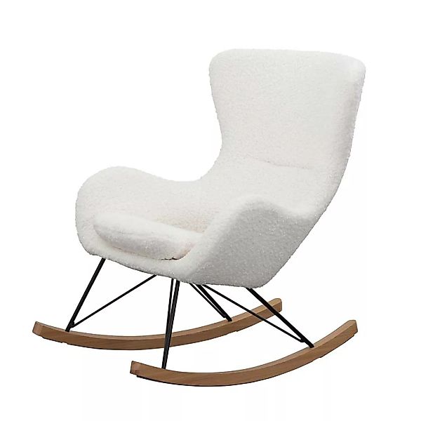 Plüsch Sessel in Weiß Schaukelfunktion günstig online kaufen