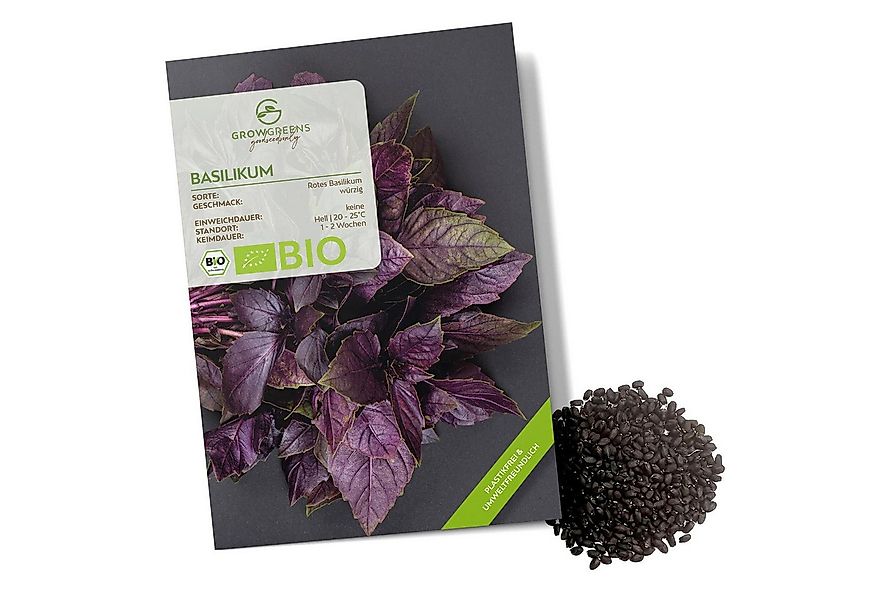 Growgreens Kräutersamen BIO Basilikum Samen Rot - Küchenkräuter Saatgut bio günstig online kaufen