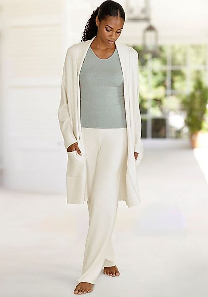 LASCANA Longstrickjacke mit aufgesetzte Taschen und Umlegekragen, Loungewea günstig online kaufen