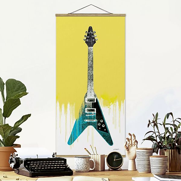 Stoffbild mit Posterleisten E-Gitarre auf Gelb günstig online kaufen