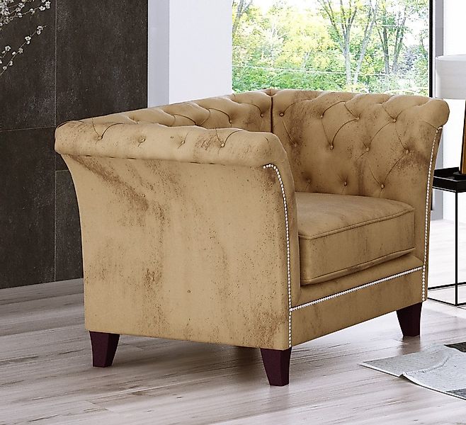 S-Style Möbel Chesterfield-Sessel Rainsburg aus Samt-Stoff günstig online kaufen