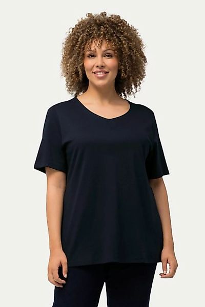 Ulla Popken T-Shirt Shirt doppellagige Vorderseite Slim Rundhals günstig online kaufen