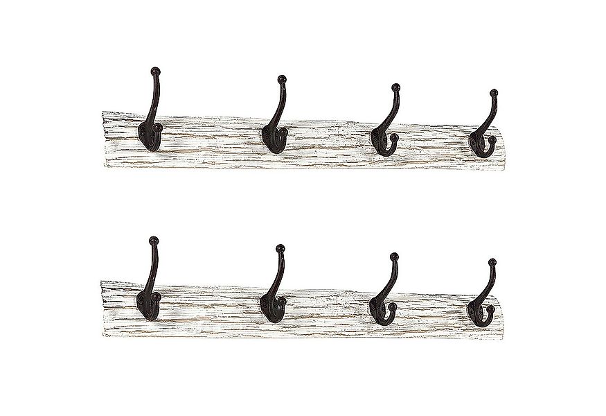 Kobolo Wandgarderobe Garderobe 2er Set VINTAGE Holz und Metall 4 Haken (2 S günstig online kaufen