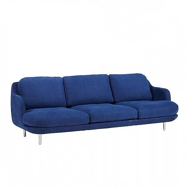 Fritz Hansen - Lune™ JH300 3-Sitzer Sofa Füße Aluminium - indigo/Stoff Lina günstig online kaufen