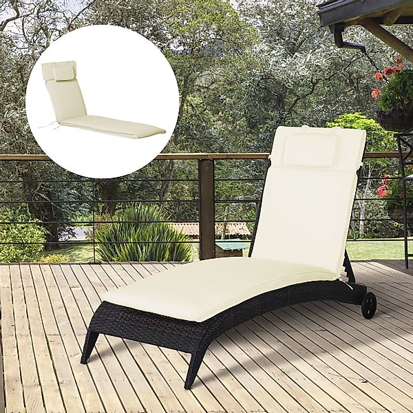 Outsunny Liegenauflage Gartenliege Polster Kopfkissen Polyester Baumwollfas günstig online kaufen