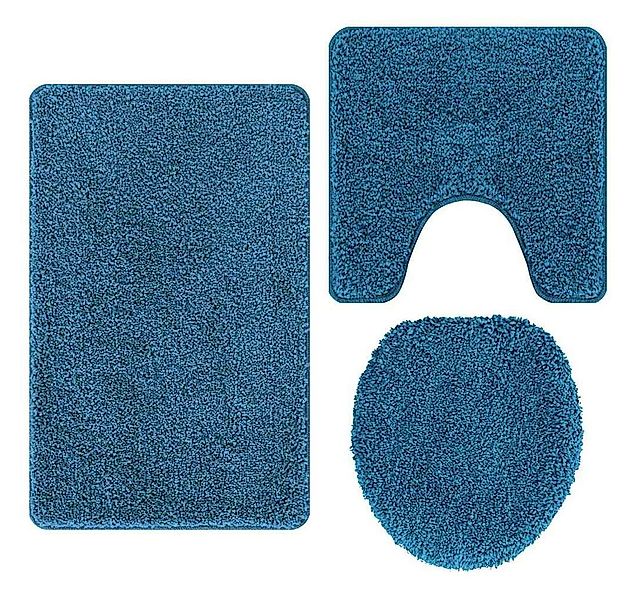 vidaXL Badematte Anti-Rutsch Badematten-Set 3 pcs Blau PP, Höhe 0.2 mm, Pol günstig online kaufen