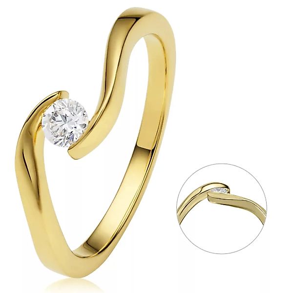 ONE ELEMENT Diamantring "0,20 ct Diamant Brillant Spannfassung Ring aus 585 günstig online kaufen
