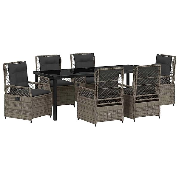 vidaXL Garten Essgruppe 7-Tlg Grau Poly Rattan 3380999 günstig online kaufen