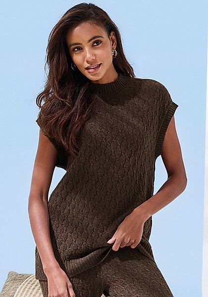 French Connection Pullunder mit Zopfmuster und kleinem Stehkragen, Loungewe günstig online kaufen