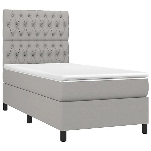 vidaXL Boxspringbett mit Matratze & LED Hellgrau 100x200 cm Stoff 3135093 günstig online kaufen