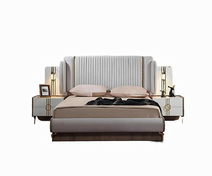 JVmoebel Bett Bett Polster Design Luxus Doppel Hotel Betten Gold Luxus Hote günstig online kaufen