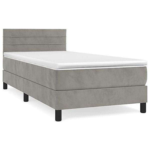 vidaXL Boxspringbett, Boxbett mit Matratze Hellgrau 90x200 cm Samt günstig online kaufen