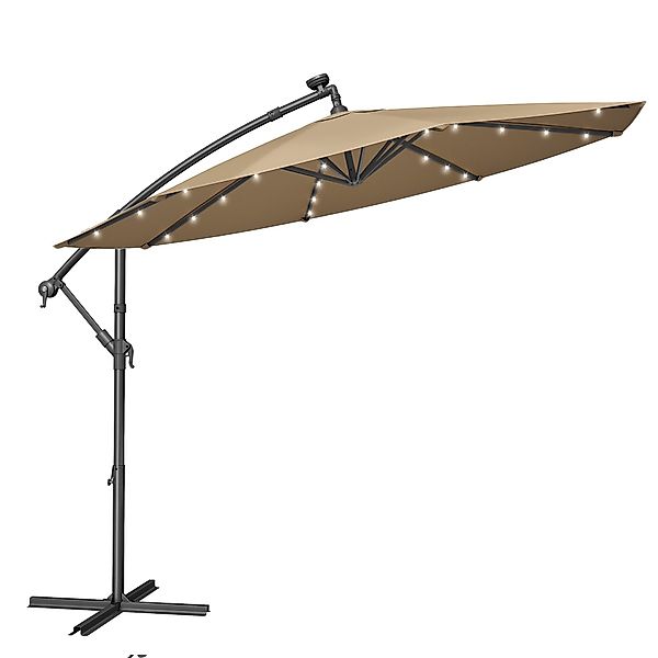 SONGMICS Sonnenschirm, Ø 300 cm,LED-Solar-Beleuchtung,UPF 50+,mit günstig online kaufen