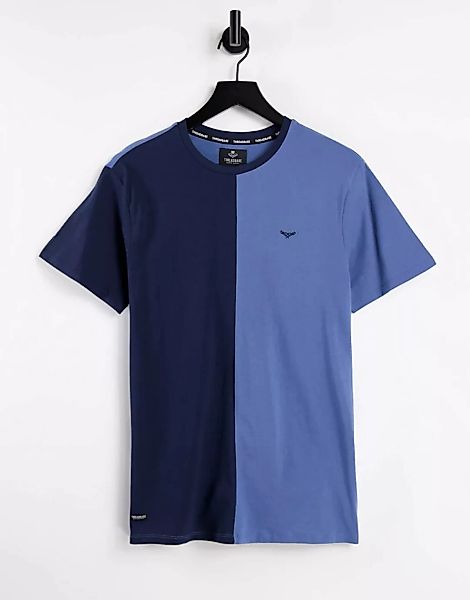 Threadbare – Gespleißtes T-Shirt in Marineblau günstig online kaufen