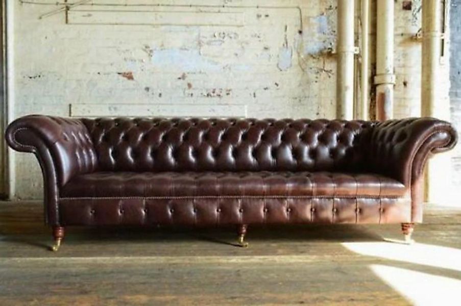 JVmoebel Chesterfield-Sofa Chesterfield Braun Couch Sofa Polster 4 Sitzer S günstig online kaufen