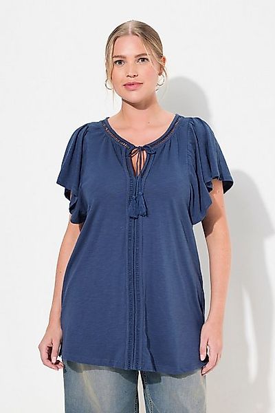 Ulla Popken T-Shirt T-Shirt Zierlitze Tunika-Ausschnitt Flügel-Halbarm günstig online kaufen