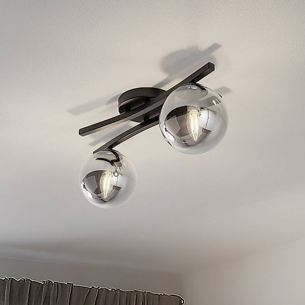 Deckenlampe Opus, Länge 60 cm, rauchgrau/schwarz, 2-flg. günstig online kaufen