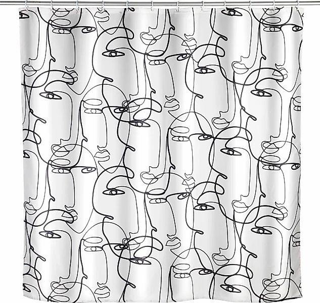WENKO Duschvorhang "Faces" Breite 180 cm Höhe 200 cm, Polyester, waschbar günstig online kaufen