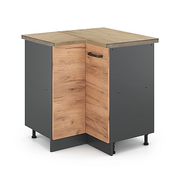 Vicco Eckunterschrank R-Line Goldkraft Eiche/Anthrazit 76 cm AP Eiche günstig online kaufen