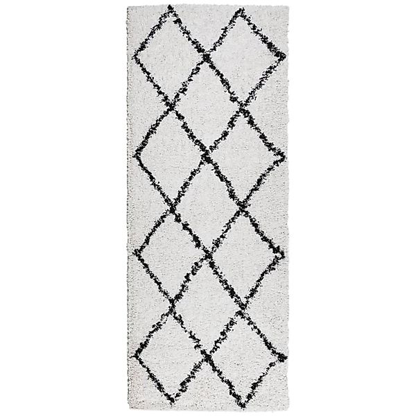 vidaXL Teppich Shaggy Hochflor Modern Creme Und Schwarz 80x200 Cm 1956815 günstig online kaufen