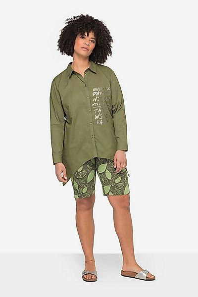 Janet & Joyce Hemdbluse Hemdbluse Voile Seiten-Druck Langarm Zipfelsaum günstig online kaufen