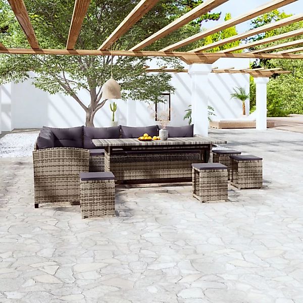 Vidaxl 6-tlg. Garten-lounge-set Mit Kissen Poly Rattan Grau günstig online kaufen